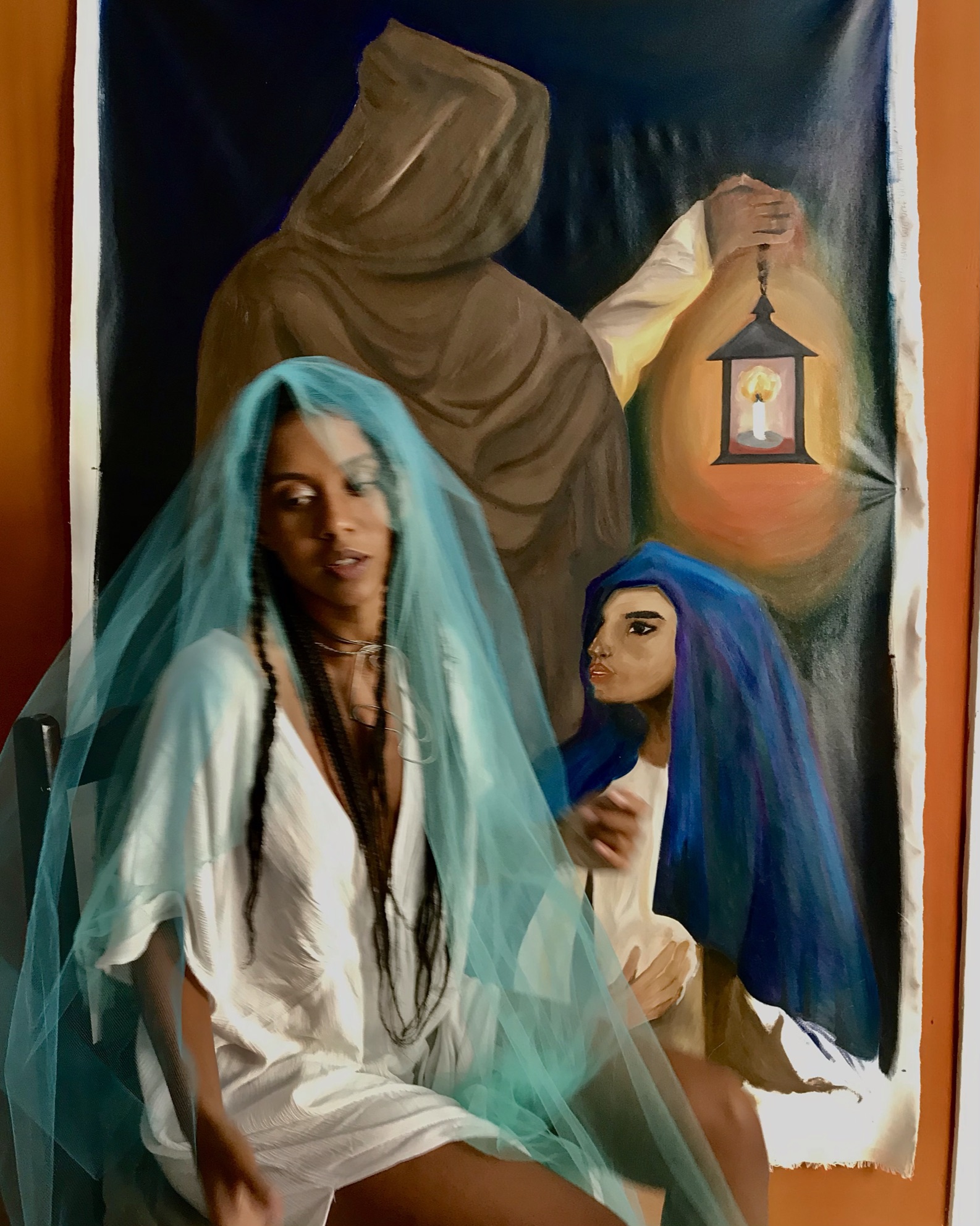 tela santa: aproximação do véu azul e da lanterna